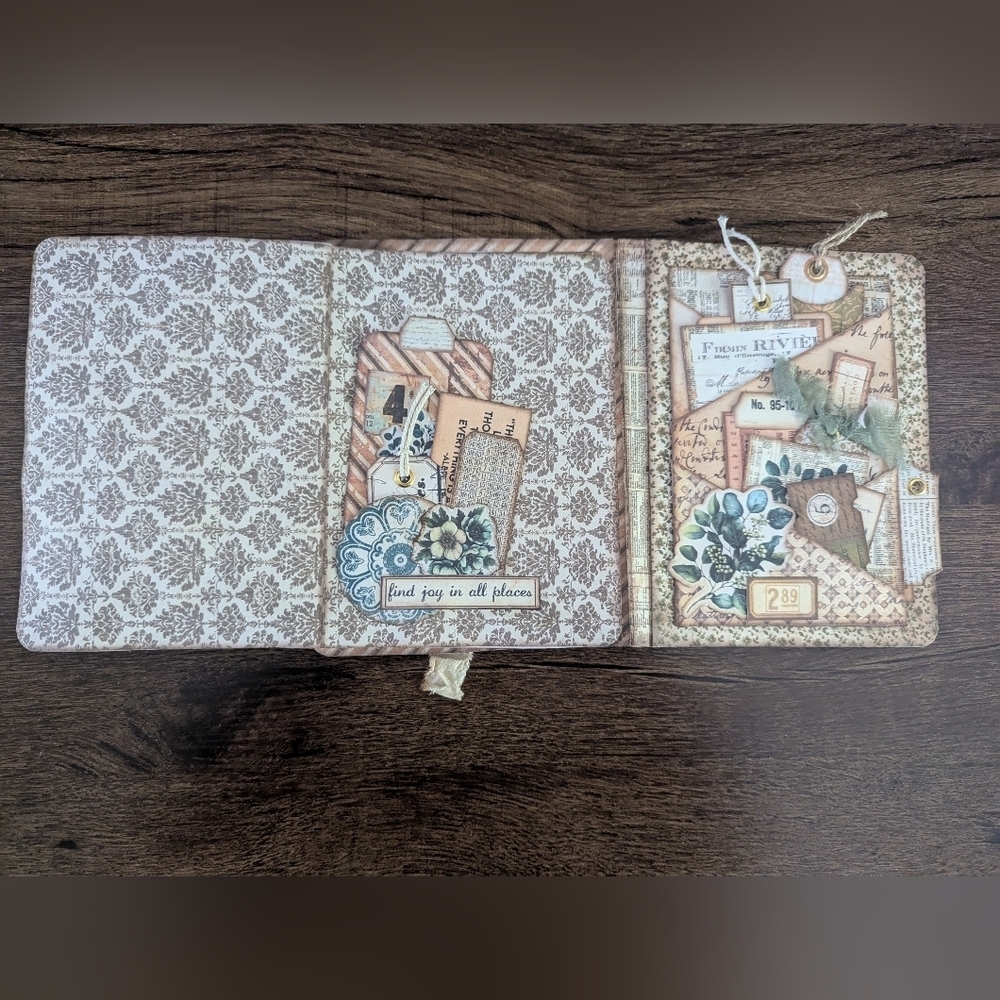 🌻Floral Rustic Junk Journal- Handmade- Recycled Materials- Birds/ Nature- Cream - Picture 8 of 11